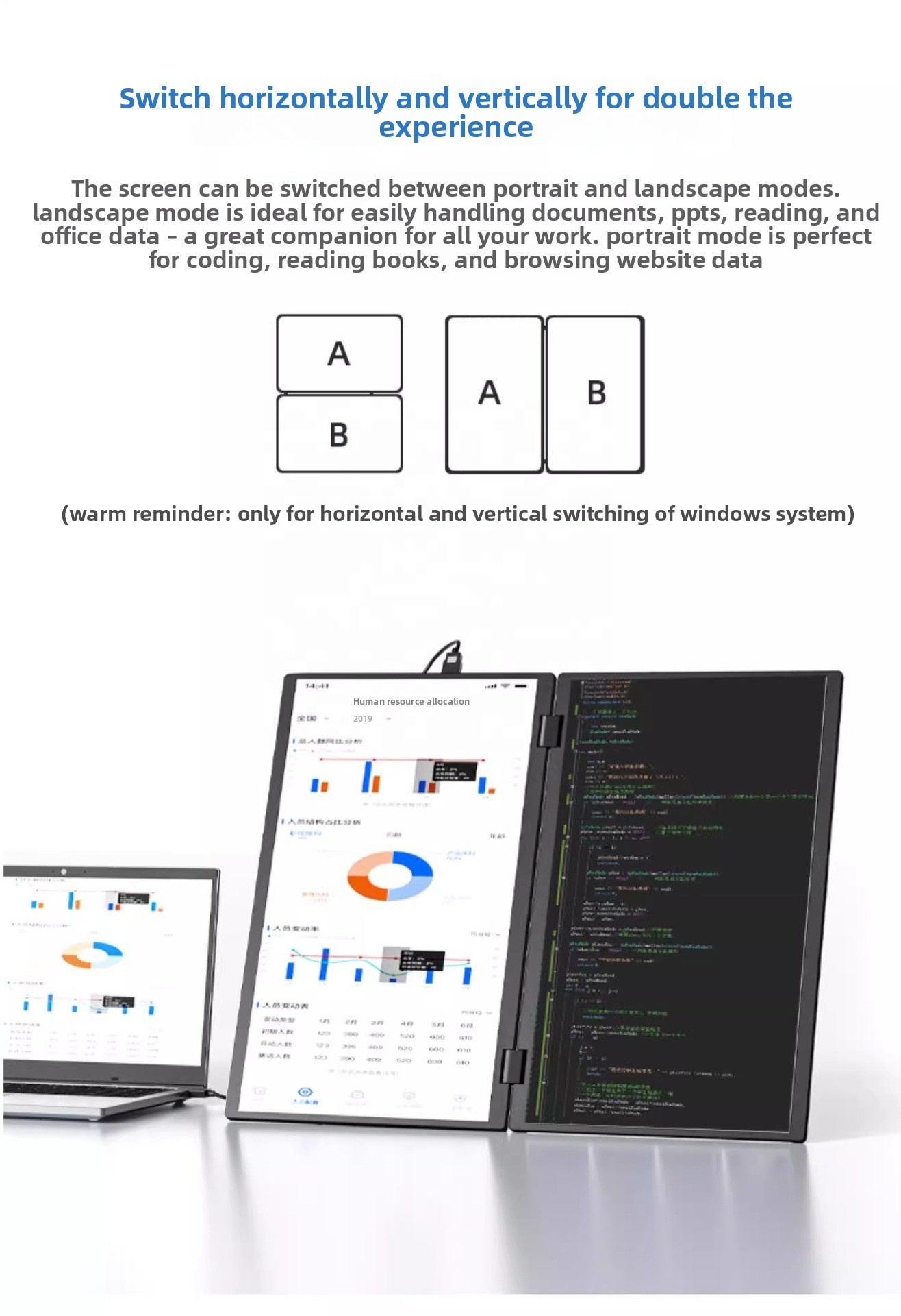High Cost Performance ultra Thin Folding Dual External Screen 15.6 Inch IPS LED Type C 1920x1080 60Hz Expansion Display