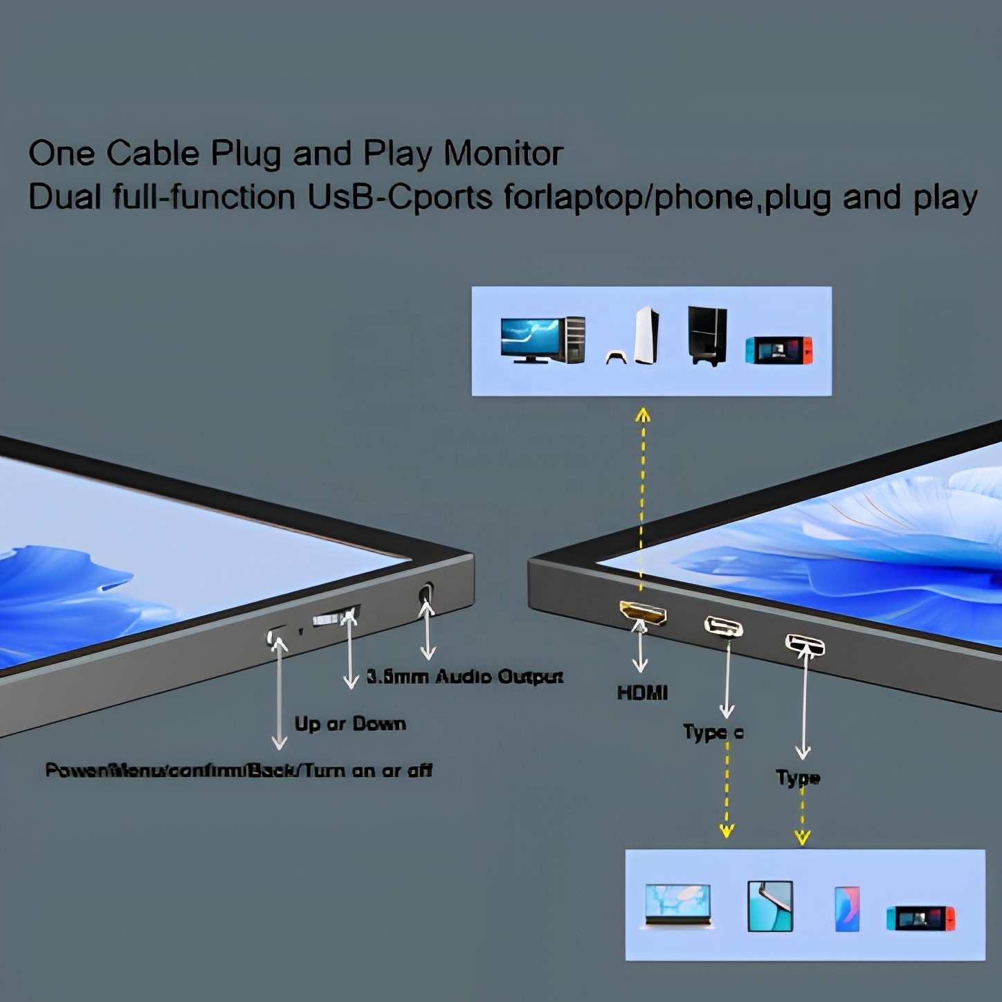High Cost Performance Source Factory 10.5inch USB-C Portable Screen One Cable Connection Laptop Expansion Monitor