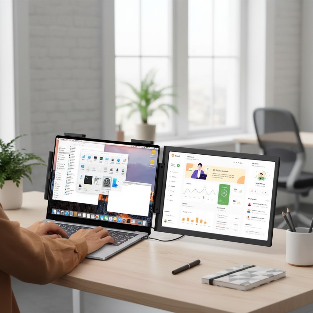 Portable 14 Inch IPS C External Extended Display Full HD 1920x1080 Resolution 60Hz Refresh Rate for Laptop Home Work Study Use