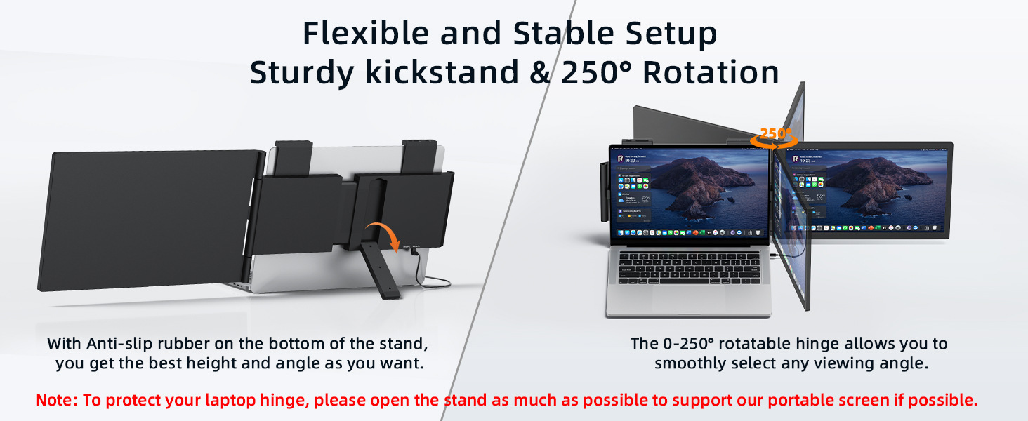 14 Inch IPS Type-C HD Portable Extended Monitor with Secondary Display for Laptop Gaming Live Streaming & Work