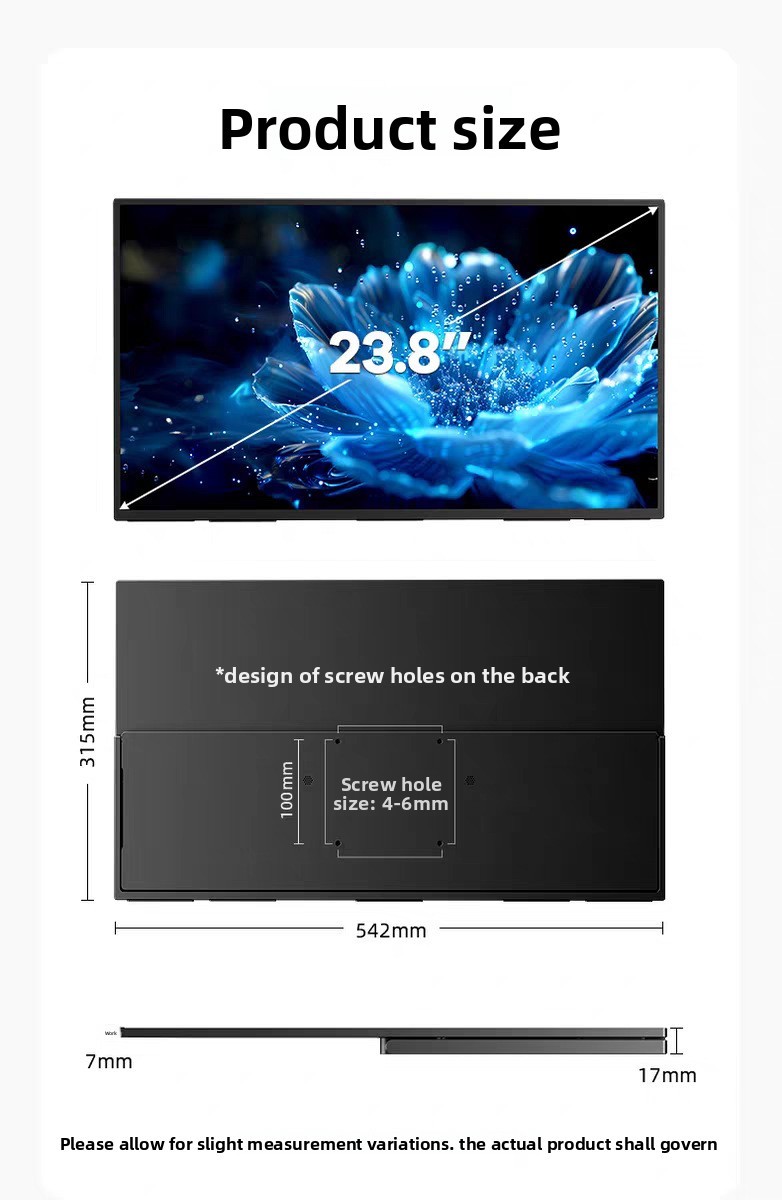 2026 New 21.4Inch 100Hz 6ms IPS Portable Monitor Built-in Speaker Type-C Port for Business Laptop PC Game Console Use