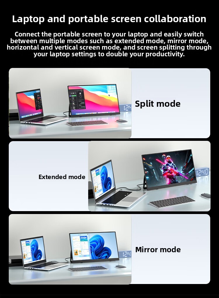 Wholesale Type C Portable Monitor 23.8 Inch Mirror Mode Expansion Screen for Mobile Phone
