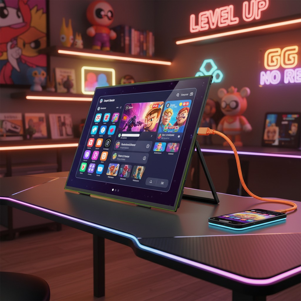 2026 New Split Screen IPS LED Backlit Monitor Type C Fast Connection Portable for Mobile Phones