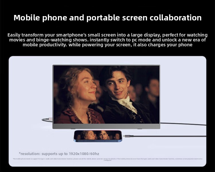 2026 New Split Screen IPS LED Backlit Monitor Type C Fast Connection Portable for Mobile Phones
