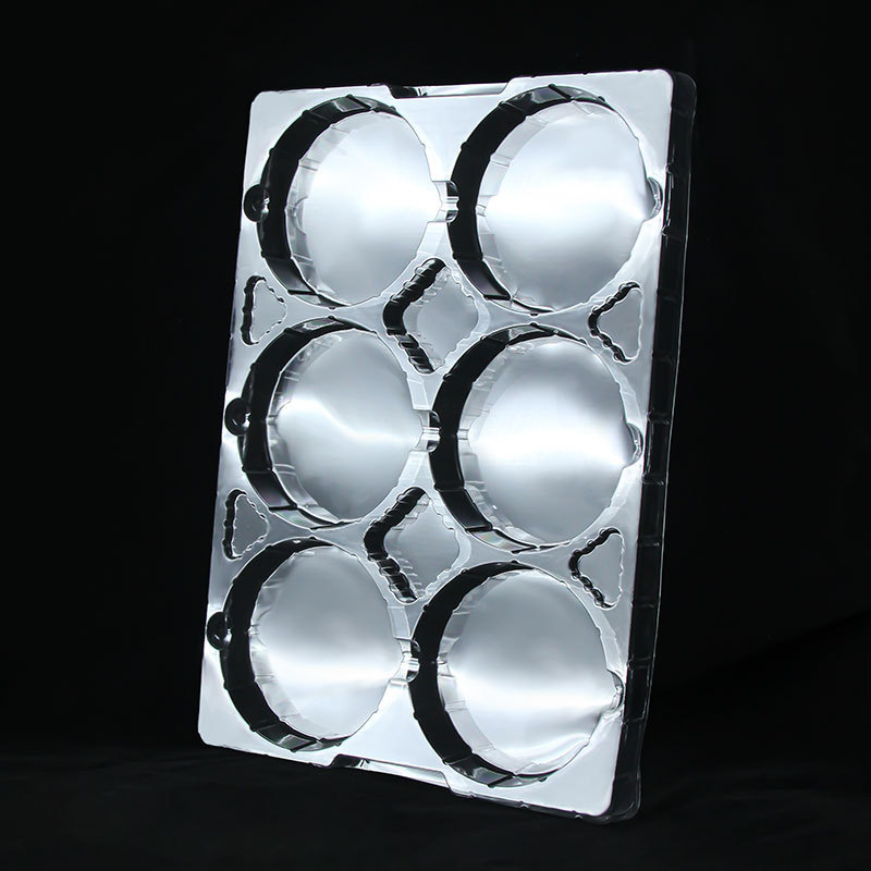 6-cell Rectangular Transparent PET Anti-static Tray Automotive Parts Blister Packaging