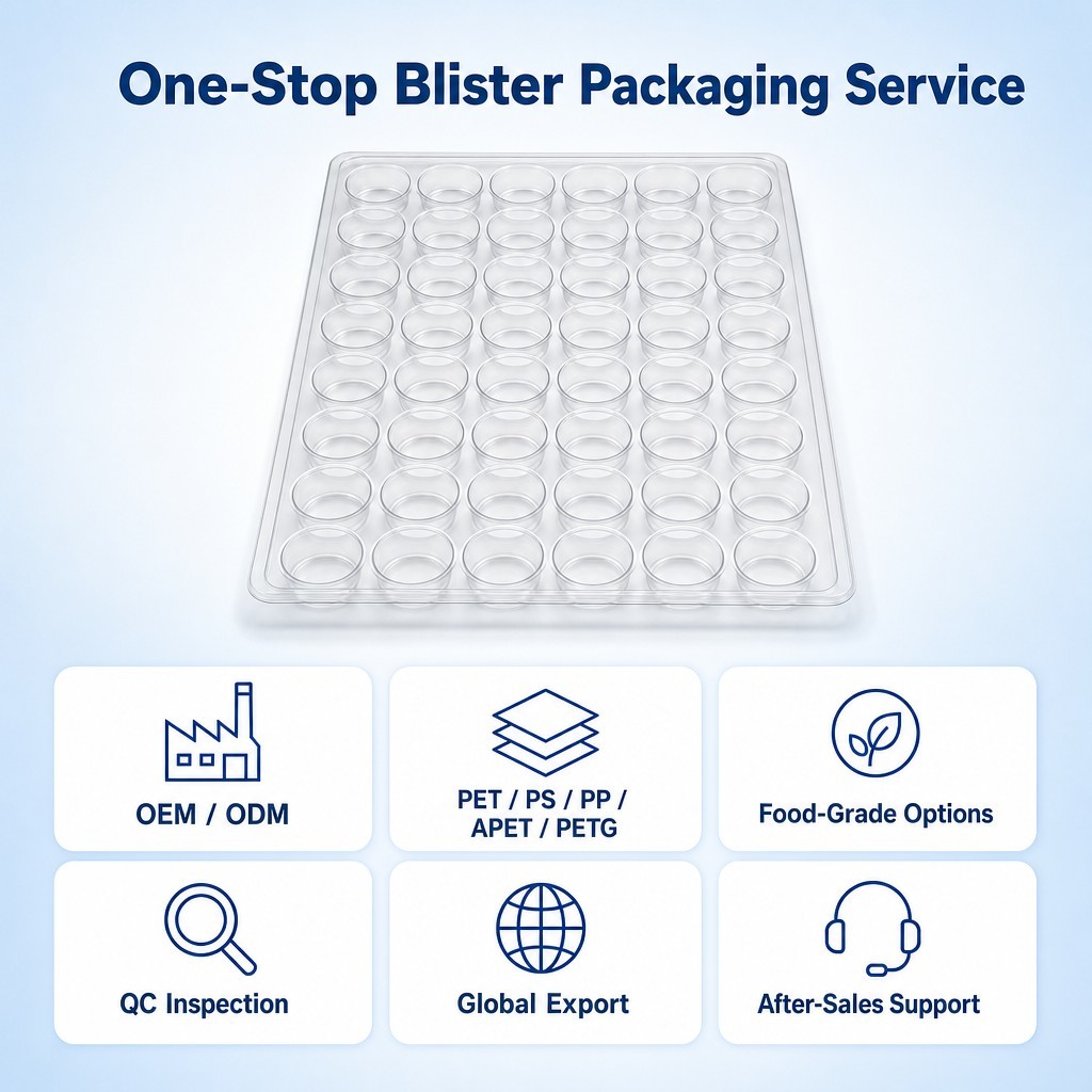 Custom Clear PET Blister Tray 6x8 Cell Matrix Packaging Recyclable Eco Friendly Design for Consumer