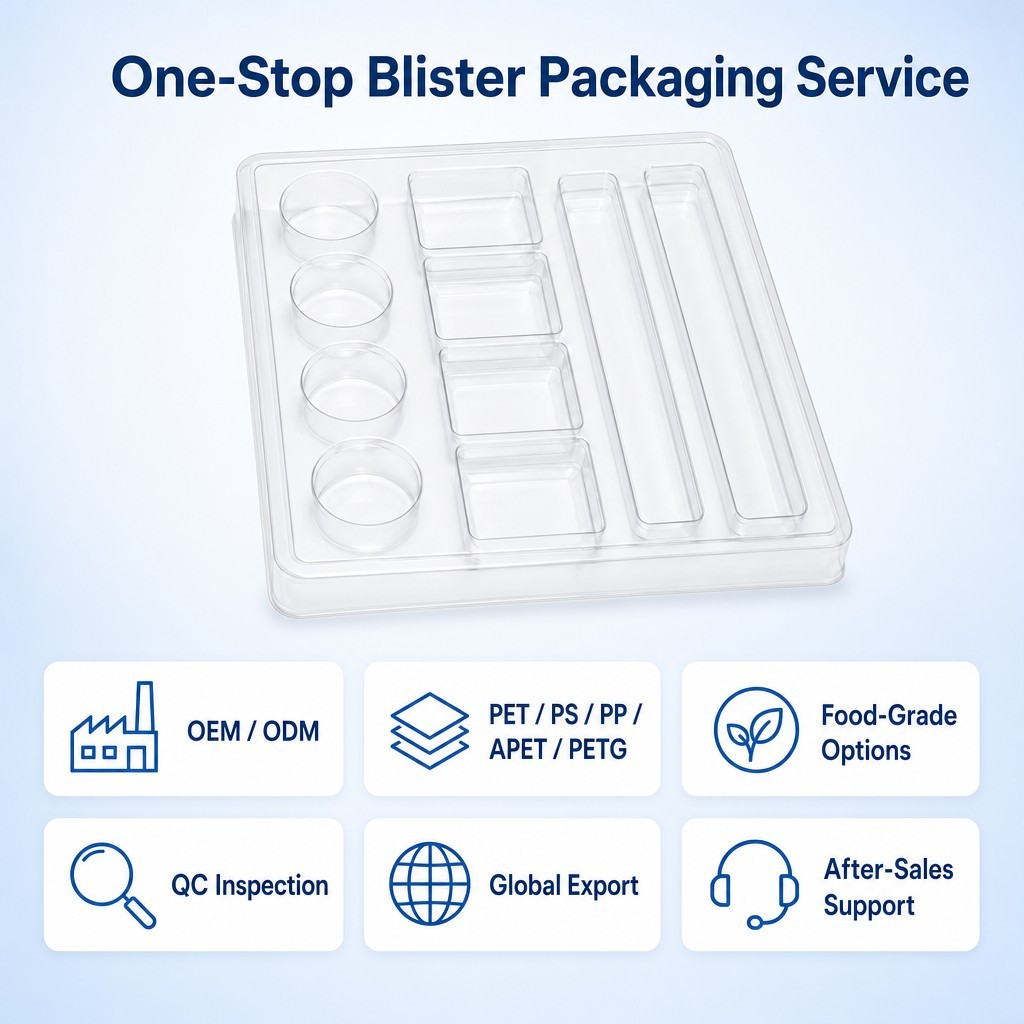 Customized PET Blister Tray  Eco Friendly Clear Plastic Inner Liner Custom Packaging Insert for Electronics  Hardware