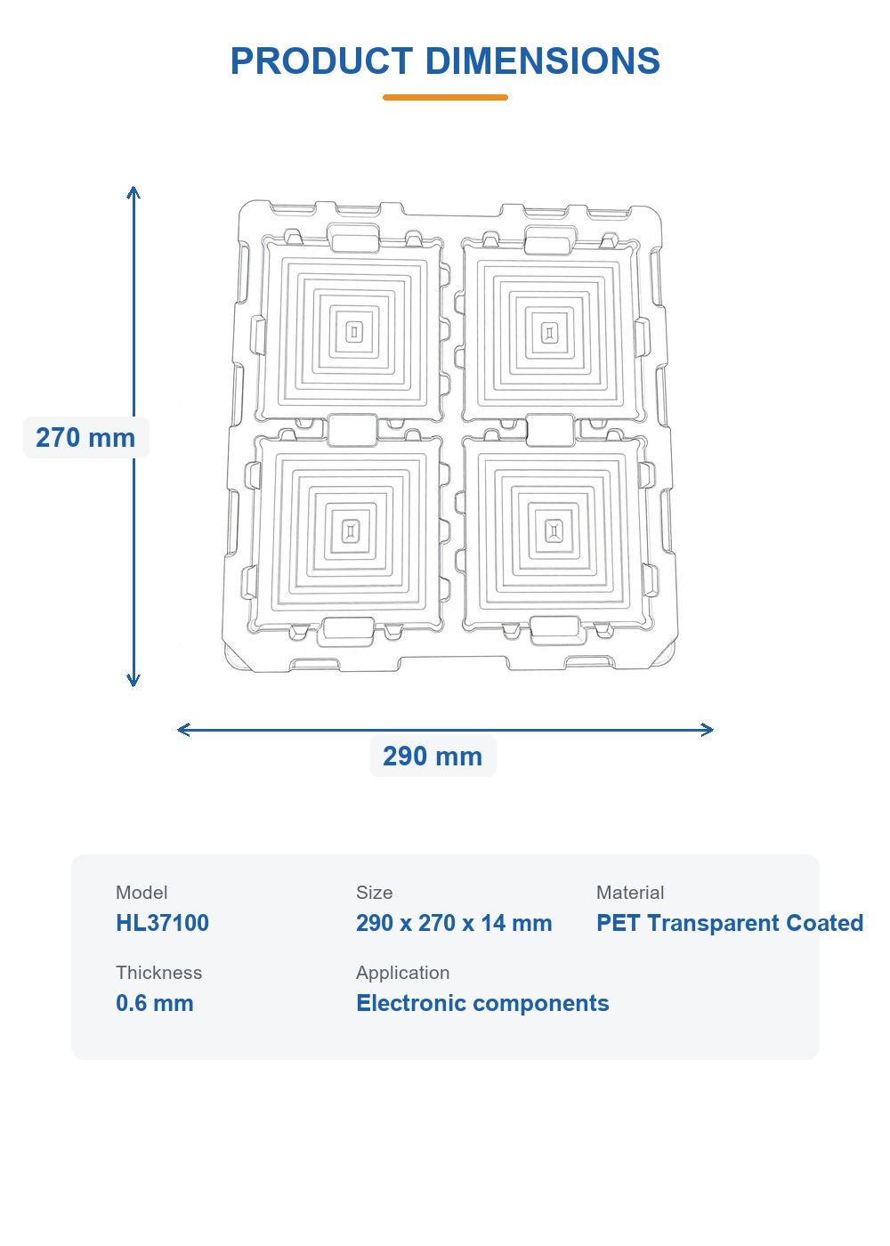 Custom PET Turnover Tote Blister Insert for Microchip IC Packaging Vacuum Formed ESD Safe Tray Precision Pockets