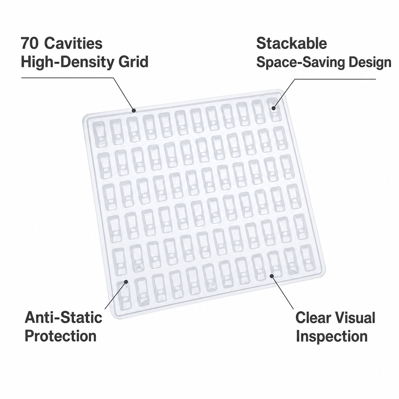 Electronic Components Use Blister Inner Trays  PP  Anti Static Customizable Packaging Trays
