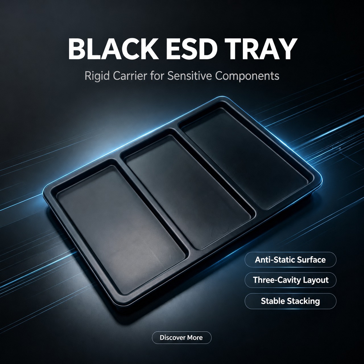 Recyclable Conductive Anti-Static Custom Blister Packaging Tray, Suitable for Consumer Electronic Products