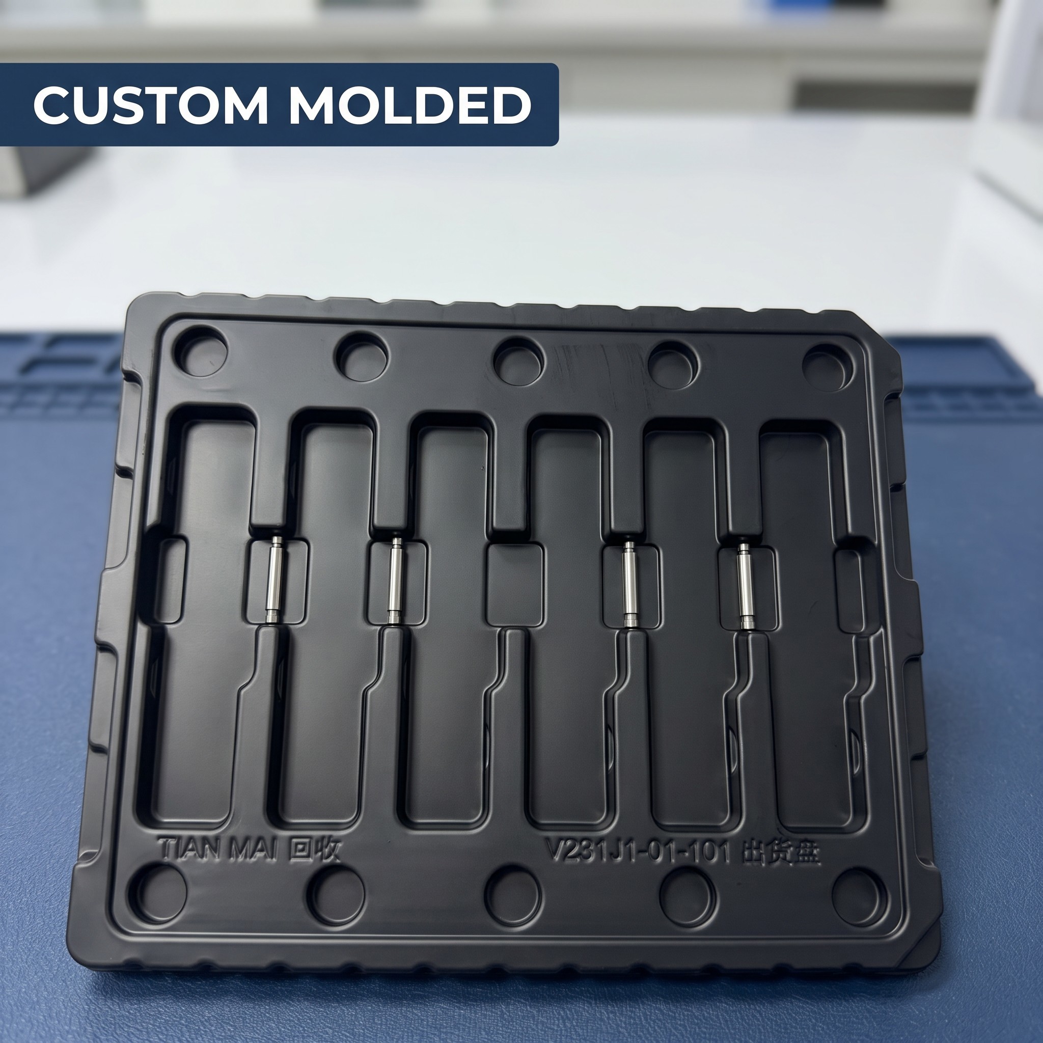 Custom Thickened PS Black Blister Tray  Blister Base Insert for Electronic Components Packaging