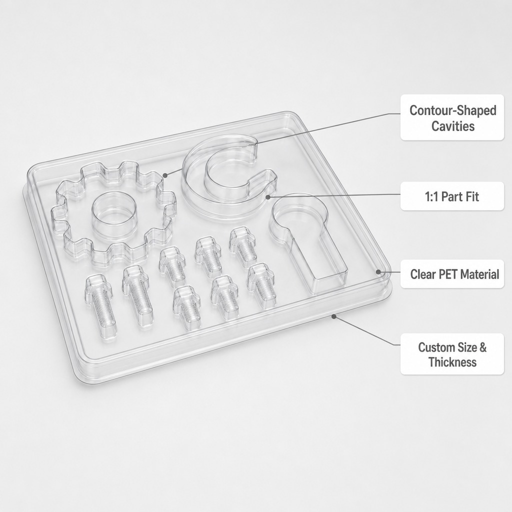 Transparent Recyclable PET Sheet Formed Tray for Hardware Goods Crystal Clear Display Packaging Vacuum Blister Box