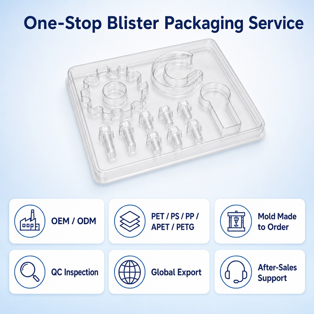 Transparent Recyclable PET Sheet Formed Tray for Hardware Goods Crystal Clear Display Packaging Vacuum Blister Box