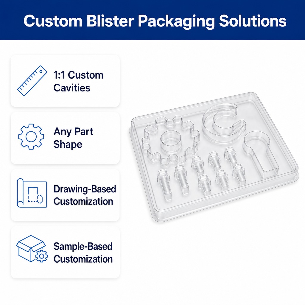 Transparent Recyclable PET Sheet Formed Tray for Hardware Goods Crystal Clear Display Packaging Vacuum Blister Box