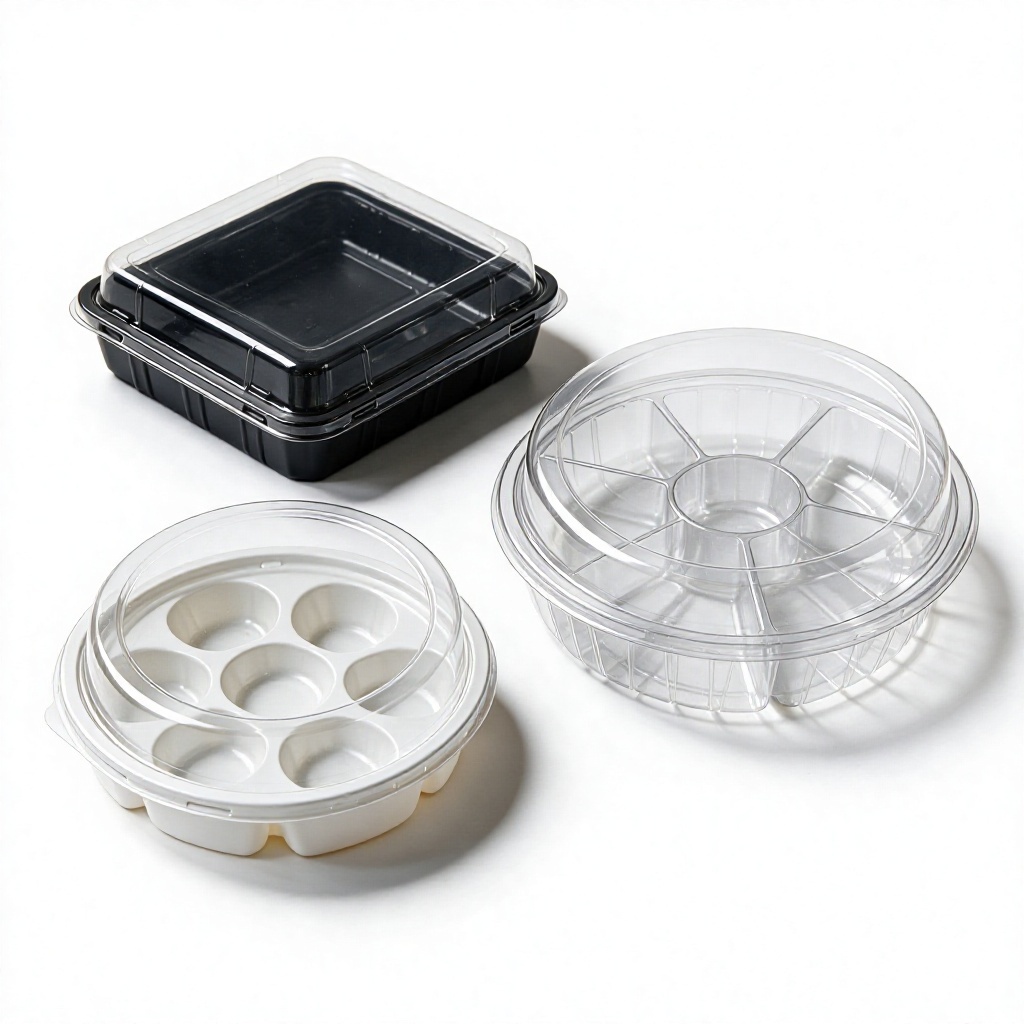Visual Clear PET Food Blister Box Retail Shelf Display Multi Compartment Container for Pastry Snack Packaging