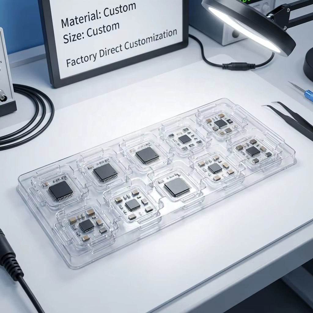 Custom Plastic Insert Blister Tray PET ABS PP PS Vacuum Formed for Precision Electronic Components Storage Packaging